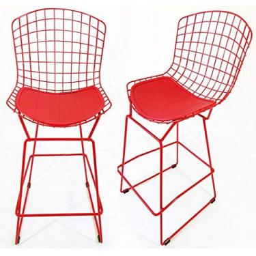 Imagem de Kit 2 Banquetas BERTOIA vermelha - Poltronas do Sul