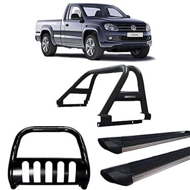 Imagem de Kit Quebra Mato+Estribo PRETO F+Santo DUPLO AMAROK CS PRETO