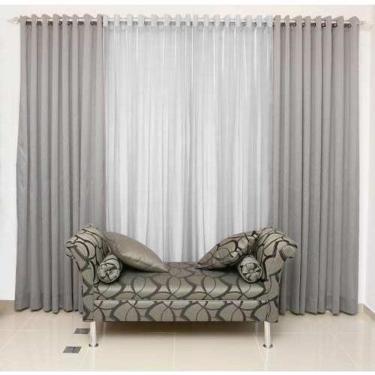 Imagem de Cortina Bicolor Rústica com Ilhóses Cromado 4 x 2,5 