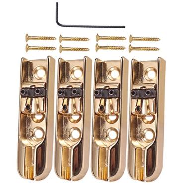 Imagem de LoveinDIY Um conjunto de 4 peças Pontes Individuais Individuais com Parafusos para Baixo de 4 Cordas - Ouro