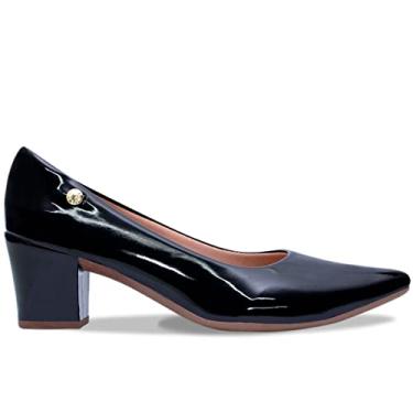 Imagem de Sapato Scarpin Feminino Social Verniz Salto Baixo A2.11 A Cor:Preto;Tamanho:36;Genero:Feminino