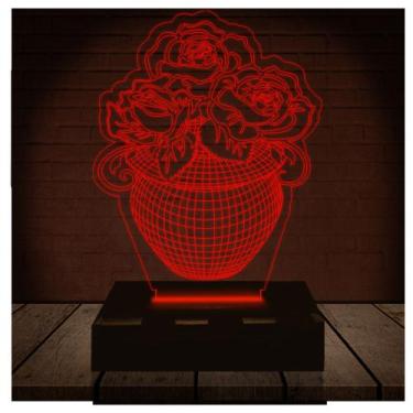 Imagem de Luminária Led Abajur  3D  Flor 5 - Rb Criações