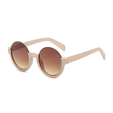 Imagem de Óculos de sol femininos redondos sem aro fashion com gradiente retrô lentes transparentes armação sombras uv400,6, china