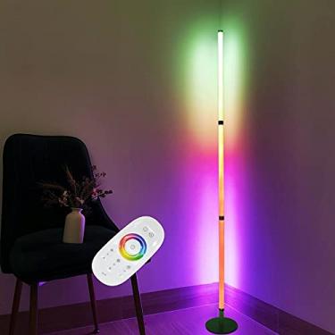 Imagem de Luminária de chão de canto RGB de 55 polegadas, 356 modos de iluminação de humor, controle remoto sensível ao toque, regulável 24 W, luz de canto colorida LED para sala de jogos, sala de estar, pequena surpresa