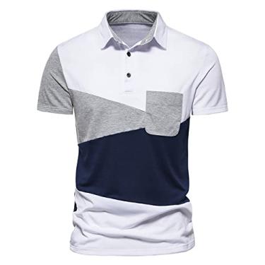 Imagem de Camisa pólo masculina de golfe, tênis, esporte, camiseta, streetwear, casual, moda, desempenho atlético, camisa pólo manga curta,Gray,M
