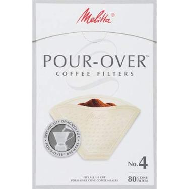 Imagem de Melitta # 4 Pour-Over Cone filtros de café, bege, 80 unidades