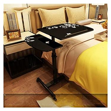 Imagem de YUHUAWF Mesa de computador mesa dobrável para laptop mesa portátil giratório mesa de mesa para quarto sala de estar escritório mesa levantável, mesa de estudo branca/preta (cor: preto)