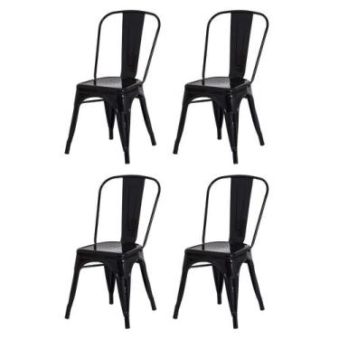 Imagem de Kit 4 Cadeiras Tolix Iron Design Preta Brilhante Aço Industrial Sala C