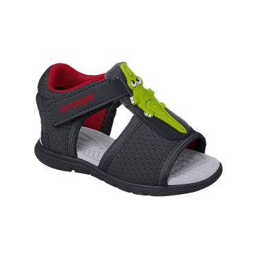 Imagem de Sandália Infantil Masculina Ortopé Brincadeira Jacaré Preta