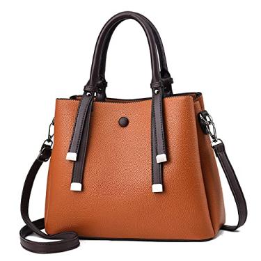 Imagem de Bolsa de mão feminina com alça superior bolsa transversal de couro grande moda clássica bolsa de ombro bolsas tote, Amarelo