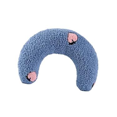Imagem de SM SunniMix Tapete de brinquedo de mastigar de pescoço de animal de estimação cama brinquedos interativos travesseiro para gatinho cachorro pequeno gato, azul