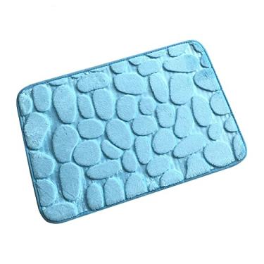 Imagem de SHENGANG Tapete de banho para banheiro Tapetes antiderrapantes na pia Banheira Tapete de piso lateral para banheiro Capacho de banheiro com memória almofada de espuma, azul céu, 40x60 cm