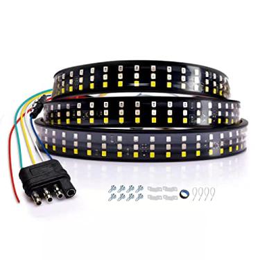 Imagem de Akarado Barra de luz de LED para porta traseira, fileira tripla, 152 cm, 5 funções, freio vermelho/sinal de seta âmbar, retroversores brancos/flash duplo/luz de corrida IP67, barra de luz de LED à prova d'água