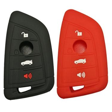 Imagem de Porta-chaves de borracha de silicone protetora com capa Fob com chave de controle remoto sem chave para BMW 2014 2015 2016 2017 X 1 F48 X 3 X4 X 5 X6 Remote Smart 3 4 BotõesALIWEI preto ALBMWGJT01