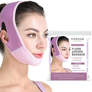 Imagem de COSDAD Redutor de queixo duplo reutilizável, alça de queixo, alça de emagrecimento facial, modelador mais fino para mulheres, máscara respirável e confortável para levantamento de linha V, tecnologia