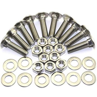 Imagem de Pro Bamboo Kitchen 10 conjuntos 304 parafuso de transporte de aço inoxidável 5/16"-18x1-1/4" com porca sextavada 5/16"-18 e arruela 5/16"