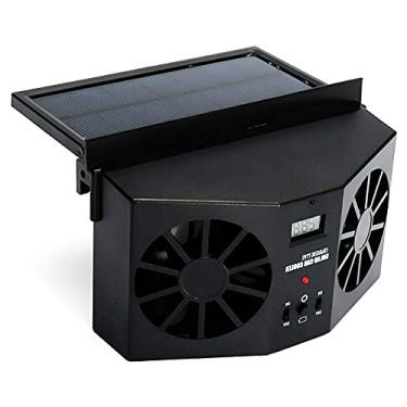 Imagem de Ventilador de exaustão alimentado por energia solar, ventiladores de janela do radiador de fluxo de ar, exaustor alimentado por energia solar 2W (preto)