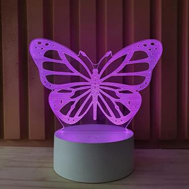 Imagem de Luminária led 3D, abajur de mesa, presente criativo, luz com 7 cores (Borboleta)