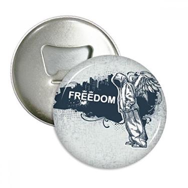 Imagem de Hip-Hop Freedom Religion Angel Pattern abridor de garrafas ímã de geladeira emblema multifuncional