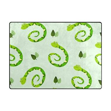 Imagem de My Little Nest Tapete de área bonito cobras verdes leve antiderrapante tapete macio 4'10" x 6'8", esponja de memória interior ao ar livre tapete para sala de jantar quarto escritório cozinha