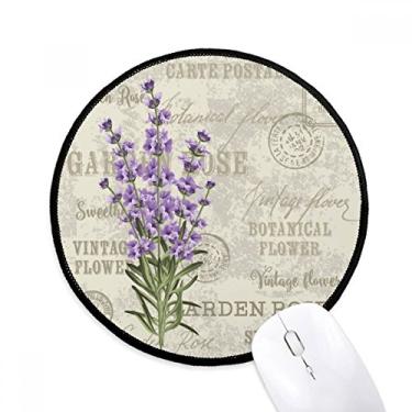 Imagem de Mouse pad roxo lavanda flor planta desktop escritório tapete redondo para computador