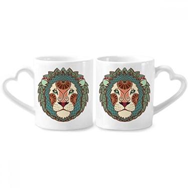 Imagem de Conjunto de canecas de porcelana para casais, símbolo do zodíaco, constelação de leão, coração