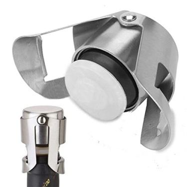 Imagem de Funnytoday365 Selador de plugue de garrafa de vinho cintilante de aço inoxidável para casa