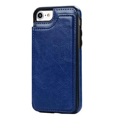 Imagem de Capa de couro slim fit de luxo para iphone 14 13 12 pro xs max xr x 6 6 s 7 8 plus se 2022 5 5 s slots para cartão de carteira, azul, para iphone 12 mini