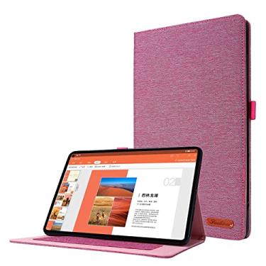 Imagem de Capa para tablet compatível com capa Huawei Matepad 10.4/V6, capa flip dobrável suporte capa protetora de tecido impresso com hibernação automática com slots de cartão para tablet (cor: rosa)