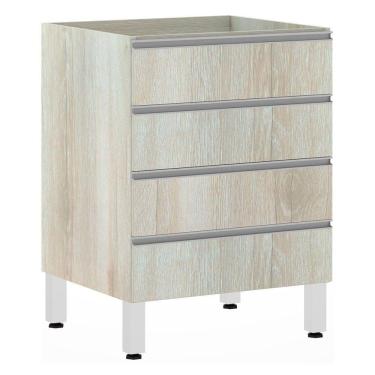 Imagem de Balcão Sem Tampo Gaveteiro 60cm Lis Legno Crema