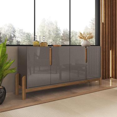 Imagem de Buffet 160cm 4 Portas Lizz Casa D Cinza Perola/Cedro