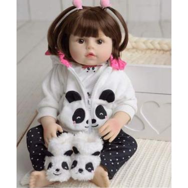 Imagem de Bebê Reborn Sofia, 48cm, Bebê Reborn de Silicone, Panda. Cor Dos Olhos:: (AZUIS)