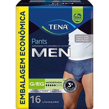 Imagem de Tena Pants Men, Cueca Descartável para Incontinência Urinária, Azul Marinho, G/EG - 16 unidades