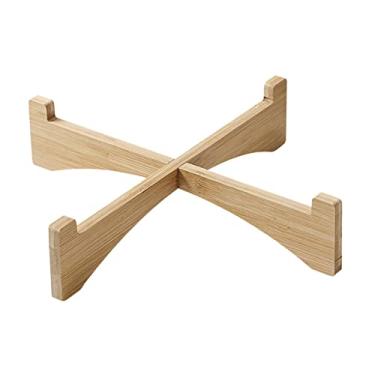 Imagem de Suporte de exibição de flores de banquinho de madeira, prateleira de vasos de plantas Bonsai Rack, vaso de plantas de jardim de madeira Riser suporte, 10cmx4cm