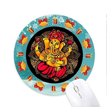 Imagem de Mousepad de borracha redonda com elefante budista religião budista