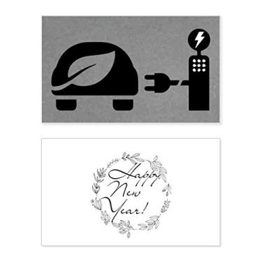 Imagem de Estação de carregamento automática, veículos de energia, protegem o meio ambiente, festival, ano novo, cartão de felicitações, mensagem presente