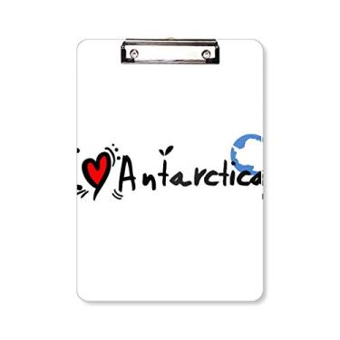 Imagem de I Love Antártica Bandeira da Palavra Amor Ilustração Coração Prancheta Pasta Bloco de Escrita Placa de Apoio A4