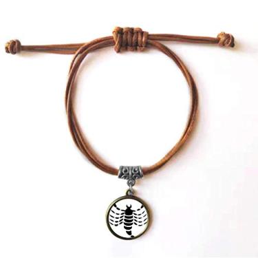 Imagem de DIYthinker Pulseira de couro com símbolo do signo do signo do signo do Escorpião da Constelação Pulseira marrom joia presente