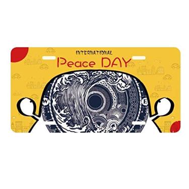 Imagem de DIYthinker Waves Bússola padrão arte placa placa placa de carro decoração dia da paz