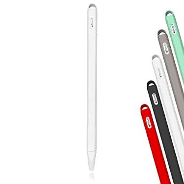 Imagem de Antetek Capa lavável com proteção de 360° para Apple Pencil 2ª geração, proteção de silicone macio com acessórios de tampa, à prova de choque e antiqueda capa para iPencil, suporte macio (branco)