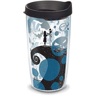 Imagem de Tervis Disney Nightmare Before Christmas 25th Anniversary Made in USA Copo isolado de parede dupla mantém as bebidas frias e quentes, 473 ml, clássico