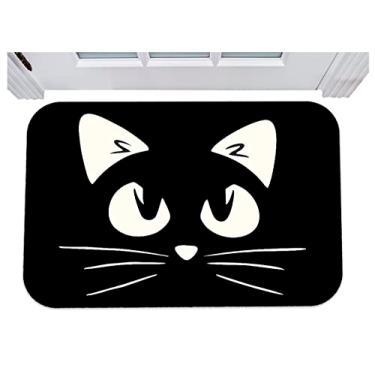 Imagem de Capacho para porta gato preto pet tapete 40x60