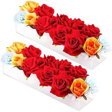 Imagem de Vaso De Flores Acrílico Transparente Longo Retangular 15,7 Polegadas Arranjos Florais Peça Central Decorativa Para Mesa De Jantar Decoração De Casamento Em Casa,Claro,1 Pc,Constructive23