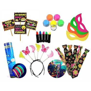 Imagem de Kit Festa Neon 169 Adereços Brilha Luz Negra Balada