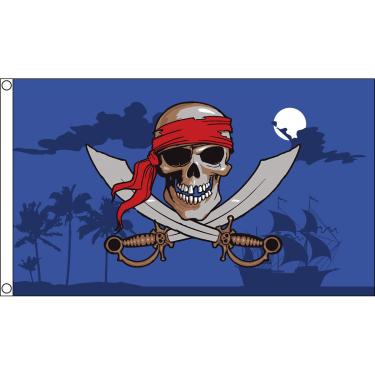 Imagem de AZ FLAG - Bandeira do céu noturno pirata - 9,5 cm x 1,5 m - Bandana vermelha de poliéster 100D faixa pirata com dois ilhós de metal - Resistente ao desbotamento - Cores vivas - 90 cm x 1,5 m - 150 x