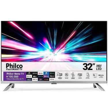 Imagem de Smart Tv Philco 32 Hd Dled Roku Fast Wi-Fi Usb Prata