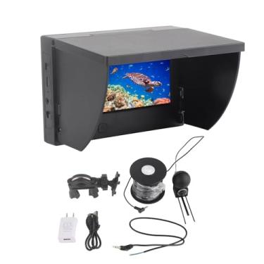 Imagem de Câmera de pesca Gravação de vídeo DVR Localizador de peixes, monitor LCD de 4,3 polegadas, visão rotativa de 190 °, câmera de pesca subaquática à prova d'água IP67, kit de câmera de pesca subaquática