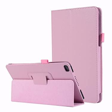 Imagem de Capa para tablet, capa de tablet com textura de couro para tablet compatível com Lenovo Tab E8 TB-8304F Slim dobrável suporte fólio protetor à prova de choque capa traseira com suporte capa protetora (cor: rosa)