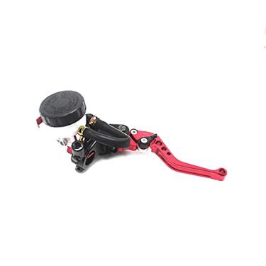 Imagem de HMLTD Alavanca de freio de motocicleta 7/8" 22 mm Kit de alavancas de reservatório de reservatório de cilindro mestre de embreagem de motocicleta substituição para KLX Alavanca de embreagem de freio de motocicleta (cor: freio vermelho)