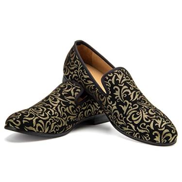 Imagem de JITAI Sapatos masculinos de luxo mocassins pretos de couro sapatos casuais masculinos marca confortável, Glod/02, 12